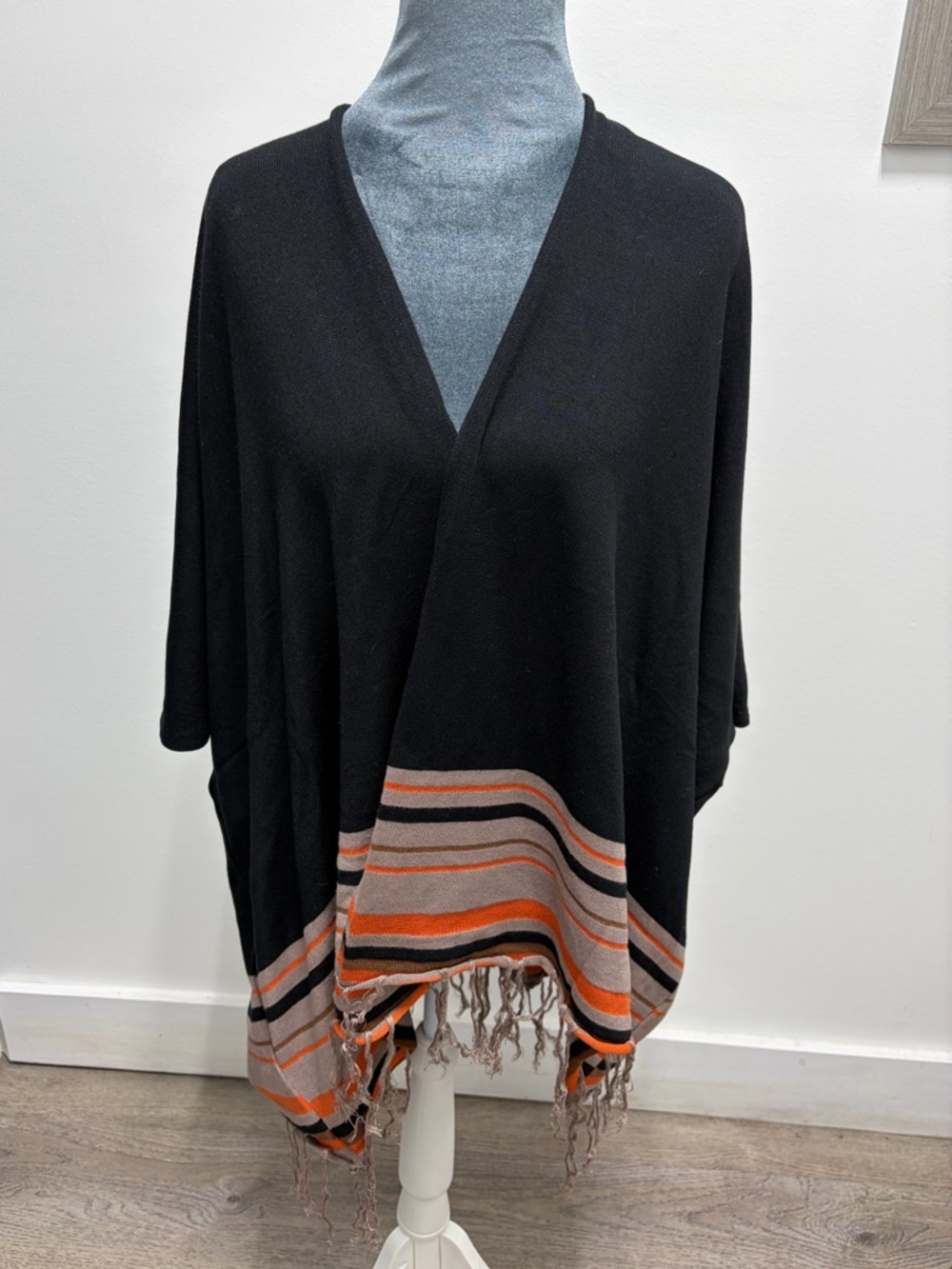 NWT Black Poncho with Fringe